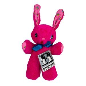 Vintage RARE RUSHTON Teeny Stuff Original Tags Hot Pink Bunny Plush Toy Floral